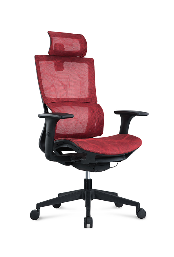 Ellie_人體工學椅_電腦椅_紅色正斜面照片