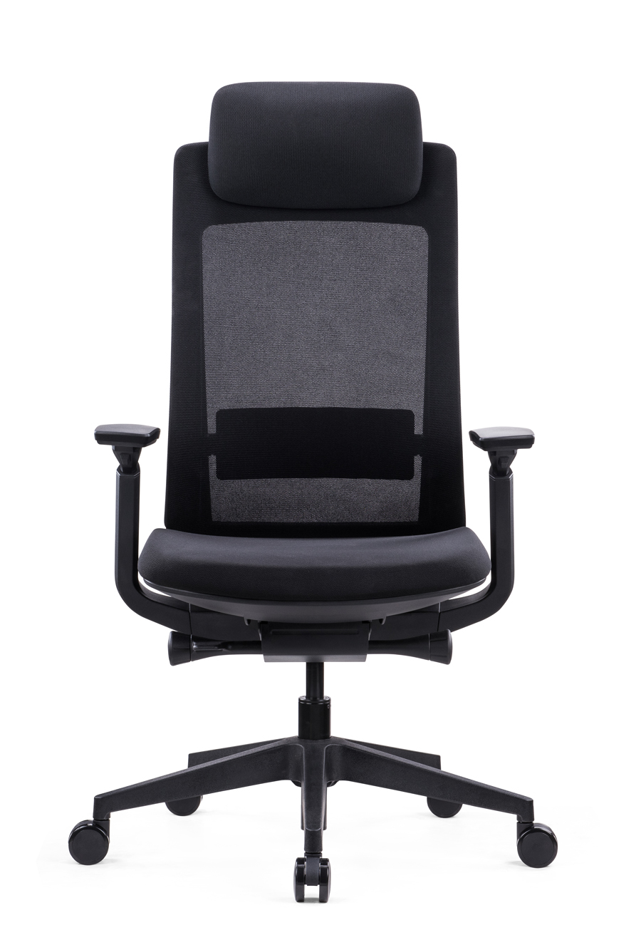 KS-EVL002A_人體工學椅_電腦椅_辦公室椅_黑框黑網正面照片