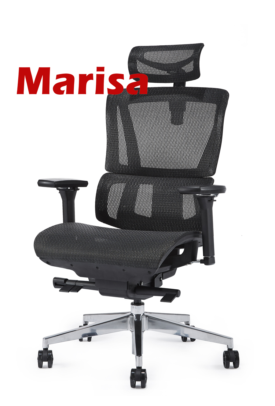 Marisa_人體工學椅_電腦椅_辦公椅_黑色正斜面照片