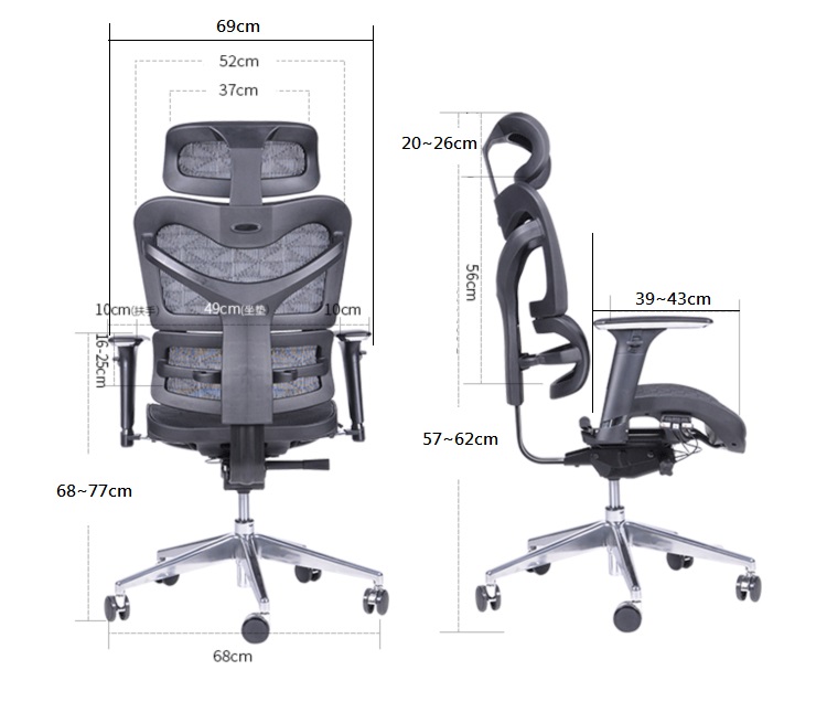 SICO_電腦椅推薦_辦公椅_尺寸圖示