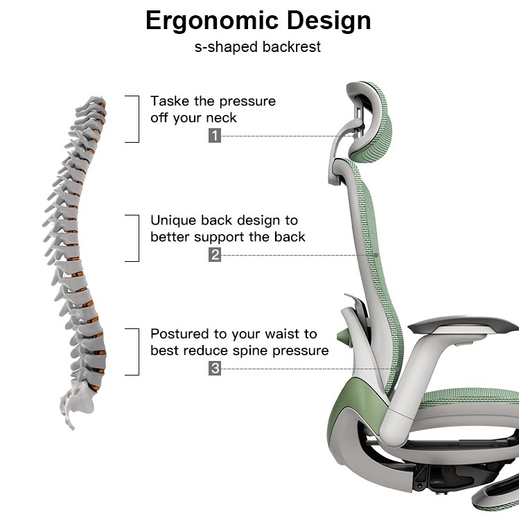 Gina_人體工學椅_帶腳踏_雙背設計_人體工學設計