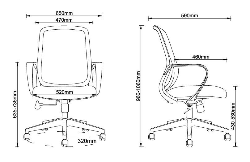 KS-42B_電腦椅_尺寸圖示