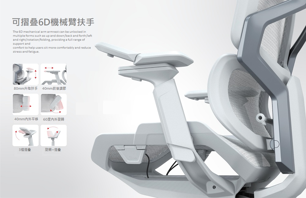 Donna_人體工學椅備有6D扶手